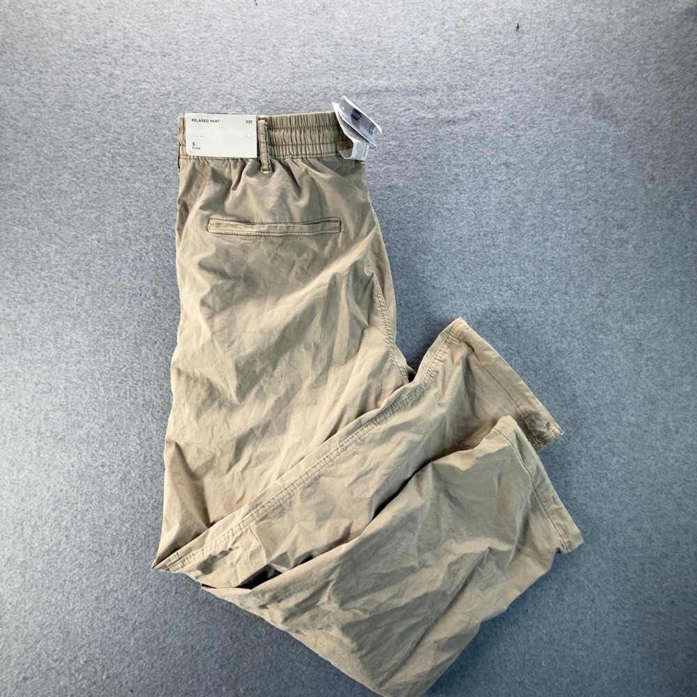American Eagle Relaxed Pant Flex Khaki Tan Elastic Waist Chino Pants Small NEW